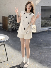 潮流时尚休闲套装女夏季新款宽松显瘦圆领无袖上衣阔腿短裤两件套，女装套装/套裙，江南