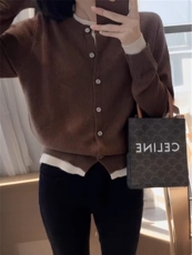 慵懒针织新款开衫圆领长袖毛衣宽松上衣外套，女装针织衫/毛衣，春贝羊绒