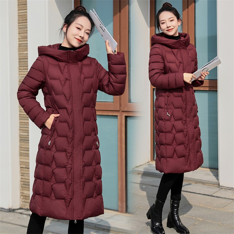 2024年时尚流行简约保暖连帽中长棉衣冬季上市，女装棉衣/棉服，涵亦佰惠