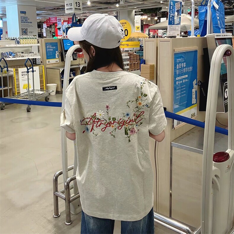 万针全刺绣工艺抖音得物高品质260克重磅纯棉双纱美式高街短袖T恤,男装T恤,电商A486