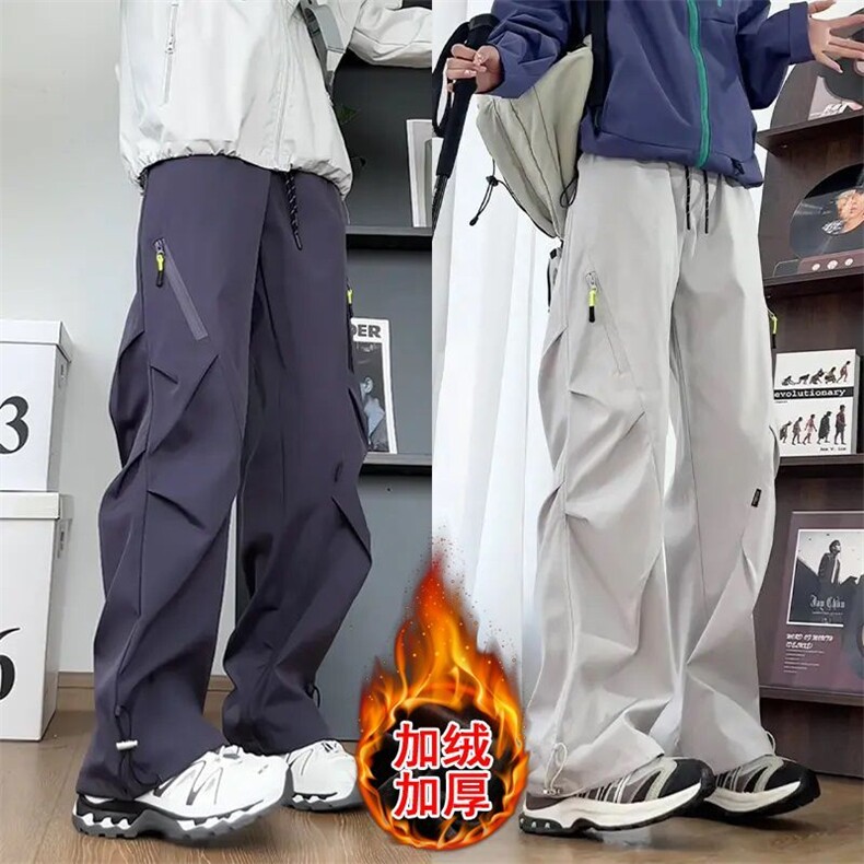 冲锋裤加绒加厚褶皱工装裤防风防水户外登山裤K0695-P35加绒P40,男装工装外套,星座308B-2