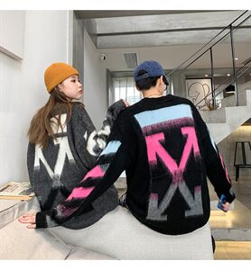 秋冬韩版渐变色箭头情侣毛衣宽松潮流个性套头针织衫QT805-P75图片