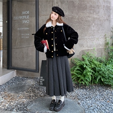现货款号7765黑色丝绒棉衣P205K298，女装棉衣/棉服，2D043