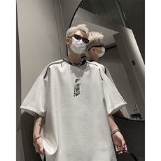 男装短袖T恤2025夏季拉链字母印花五分袖体恤XZ514-2-202465-P58，男装T恤，星座514-2(原B239)