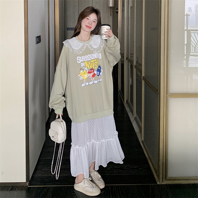 现货假两件拼接印花卫衣裙1008P135K198,女装连衣裙,2C176