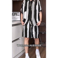 短袖衬衫男+短裤男套装男100%聚酯纤维M-5XL大码TZ78718P50控98，男装牛仔裤，星座226-1