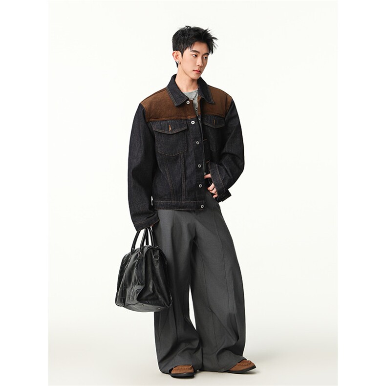 水洗牛仔外套男款春季美式痞帅上衣服宽松休闲工装夹克JK1316-P78图片