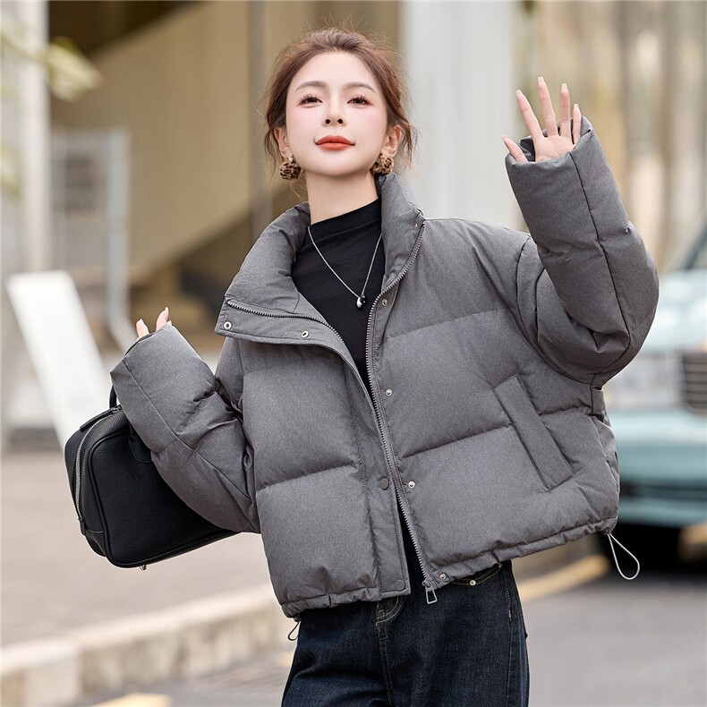 短款羽绒服女2025冬季新款小个子宽松立领白鸭羽绒面包服外套,女装羽绒服,美沁