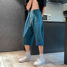 QK72202-P25冰丝七分裤男大码速干短裤男五分裤港风，男装休闲裤，电商A040