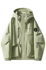 春秋户外冲锋衣男女同款防风防水连帽工装外套登山服夹克2481-P75，男装夹克，星座1403B