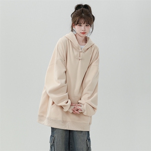 现货904-2-SY687-P55秋季新中式连帽卫衣男女宽松重磅400克盘扣潮图片