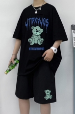 潮牌短袖套装夏季韩版修身潮男搭配上衣短衣服A161-2-TZ08-P50，男装休闲套装，电商A161-2