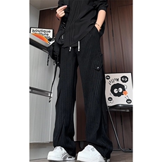 K2621/P40春装新款鱼骨纹条纹褶皱休闲裤男大码运动裤卫裤长裤子，男装休闲裤，电商A141