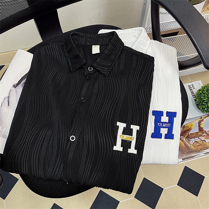 1港风短袖衬衫情侣大码M-5XL中性风网红短袖衬衫DSC7767特P35控58，男装T恤，星座226-2