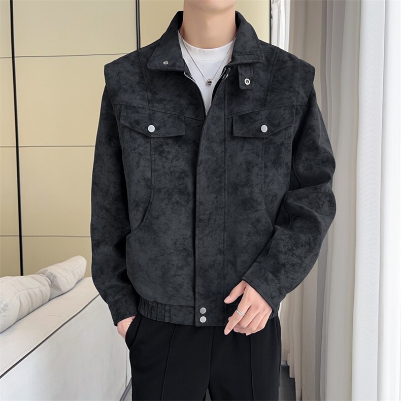 秋冬新款时尚休闲皮衣拉链外套男士JK02559-P95图片