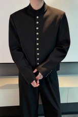 春装红时尚小香风中式立领西服外套男高级金扣夹克0088P115，男装夹克，电商B267