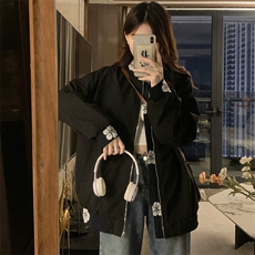 A369-P88美式复古提花刺绣拼接夹克男女高级感宽松百搭外套，男装夹克，星座911