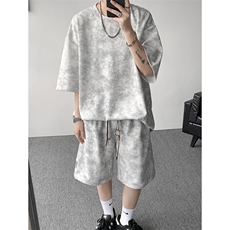 8XL-M青少年扎染短袖t恤休闲运动套装男生夏季宽松大码TZ38001P55，男装T恤，电商B312