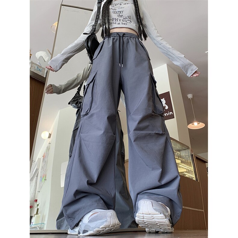 秋款男女工装裤大口袋抽绳束脚宽松中性风长裤h629P40,男装工装外套,星座1013-1