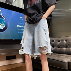 破洞牛仔短裤男韩版潮流高街帅气2023夏季新款ins五分裤RK584-P36，男装牛仔裤，星座412-3