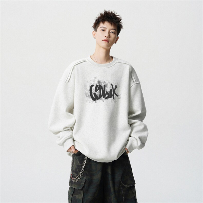 得物供货、重磅420克现货圆领卫衣宽松HD019-1-WY2728LL-P35,男装卫衣,电商019-1