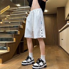 2026夏潮休闲提花短裤薄款清凉五分裤排扣K28028/特P30白色5，男装休闲裤，电商A094