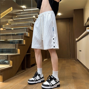 2026夏潮休闲提花短裤薄款清凉五分裤排扣 K28028/特P30 白色5图片