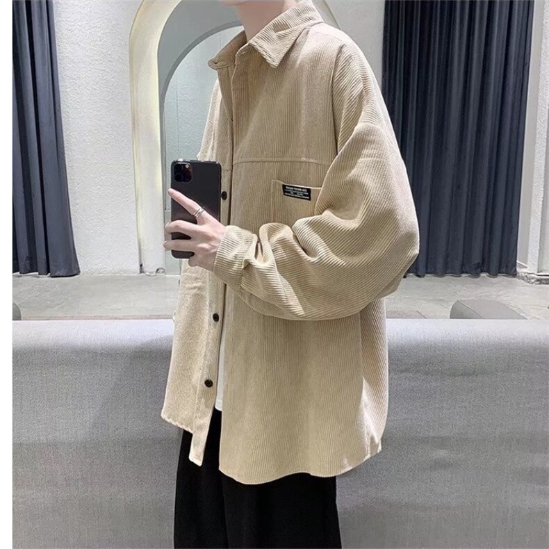 C56-P33灯芯绒外套男衬衫韩版潮流休闲大码宽松春秋装长袖衬衣,男装衬衫,电商B323A