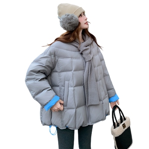 韩系chic灰色羽绒服女冬2025年超火好看高级小众漂亮短款加厚外套图片