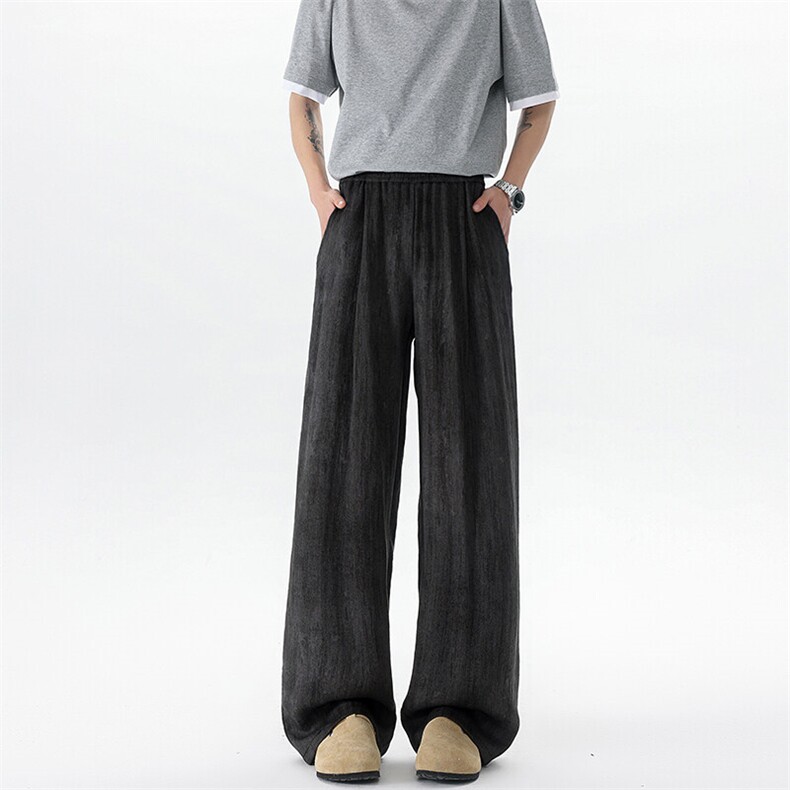 8XL-M 冰丝棉麻阔腿裤男防晒凉凉裤垂感直筒休闲扎染山本裤K9138图片