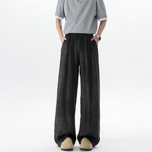 8XL-M 冰丝棉麻阔腿裤男防晒凉凉裤垂感直筒休闲扎染山本裤K9138图片