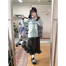 可爱少女费尔岛提花毛衣外套女秋冬季宽松慵懒风针织开衫潮，男装针织衫/毛衣，星座1210-1