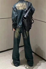 美式ins高街hiphop微喇重工艺水洗复古蓝牛仔裤货号K2322-1P60，男装牛仔裤，电商A063