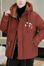 风加厚棉衣男休闲青年刺绣连帽棉衣百搭棉服外套MY8753-P98，男装棉衣，星座310B-3