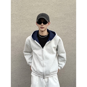 抖音得物高品质二开 26春装美式重磅宽松结构双面连帽卫衣外套W68图片