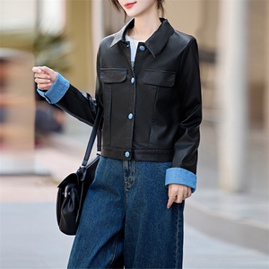 黑色短款皮衣外套2024年春秋新款早秋高级感小个子皮夹克上衣女装图片
