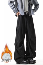 YK168特P38加绒45无影墙冬季美式宽松阔腿拖地微喇褶皱垂感西裤，男装西裤，电商A249