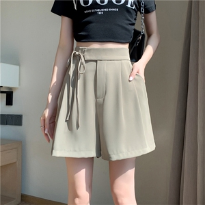 垂坠感高腰显瘦夏季女短裤休闲西装裤女宽松直筒阔腿裤子图片