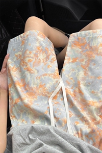 美式扎染提花短裤男夏季薄款高街vibe直筒裤子潮牌休闲宽松五分裤图片