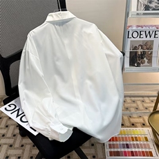 小众暗扣休闲禁欲系衬衫男女痞帅高级感内搭免烫白衬衫衬衣CS055，男装衬衫，星座601-2