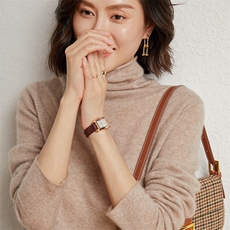 高领35%羊绒衫长袖修身款式2024年秋季休闲百搭，女装羊绒衫，缇曼羊绒