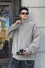 2026春季抖音得物高品质新款扎染PU皮衣立领雾面皮夹克外套男P48，男装夹克，星座207