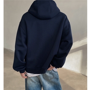 美式重磅纽扣连帽卫衣男女秋季小众潮牌宽松慵懒风外套D381 P50图片