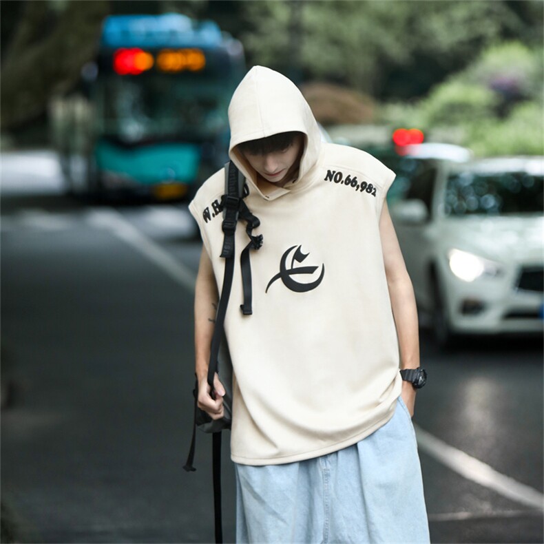 麂皮绒连帽背心坎肩男T恤美式港风JLB2331-P40控58图片