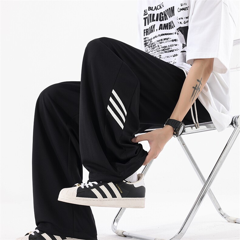 三条杠运动卫裤男款春季美式复古休闲裤子青少年25XK67062特批35，男装休闲裤，电商A042