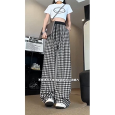 加厚拼接格子裤美式慵懒风松弛感宽松直筒休闲裤504-K260-P45控68，男装休闲裤，星座504