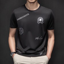 夏季2023新款短袖t恤中年爸爸男装商务休闲圆领上衣体恤，男装T恤，电商B212（原钱塘6029）