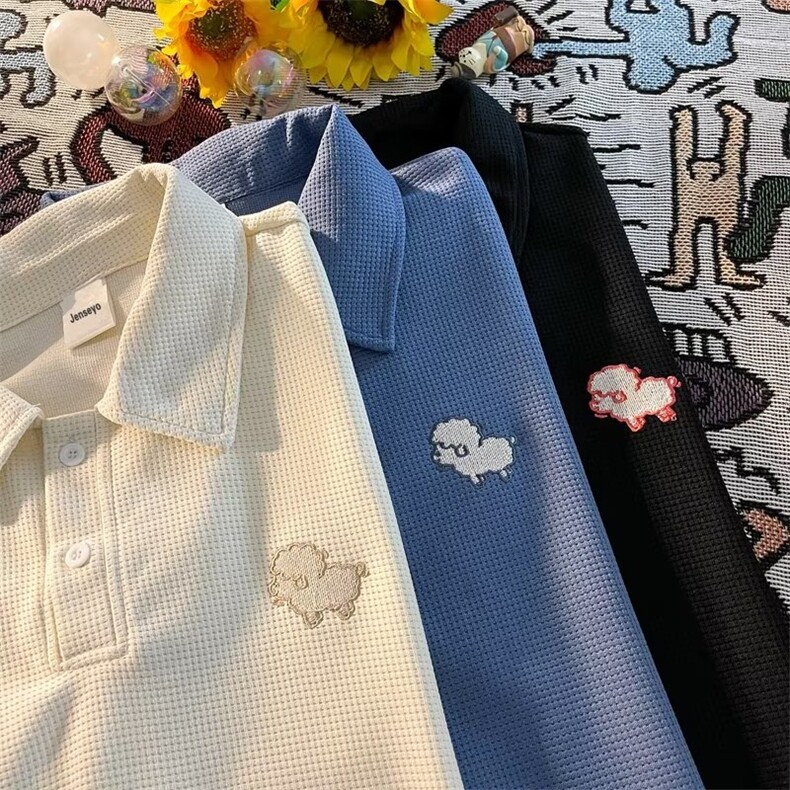 华夫格POLO衫长袖T恤男春季款ins潮流日系上衣服W0506-P33,男装卫衣,星座308B-1