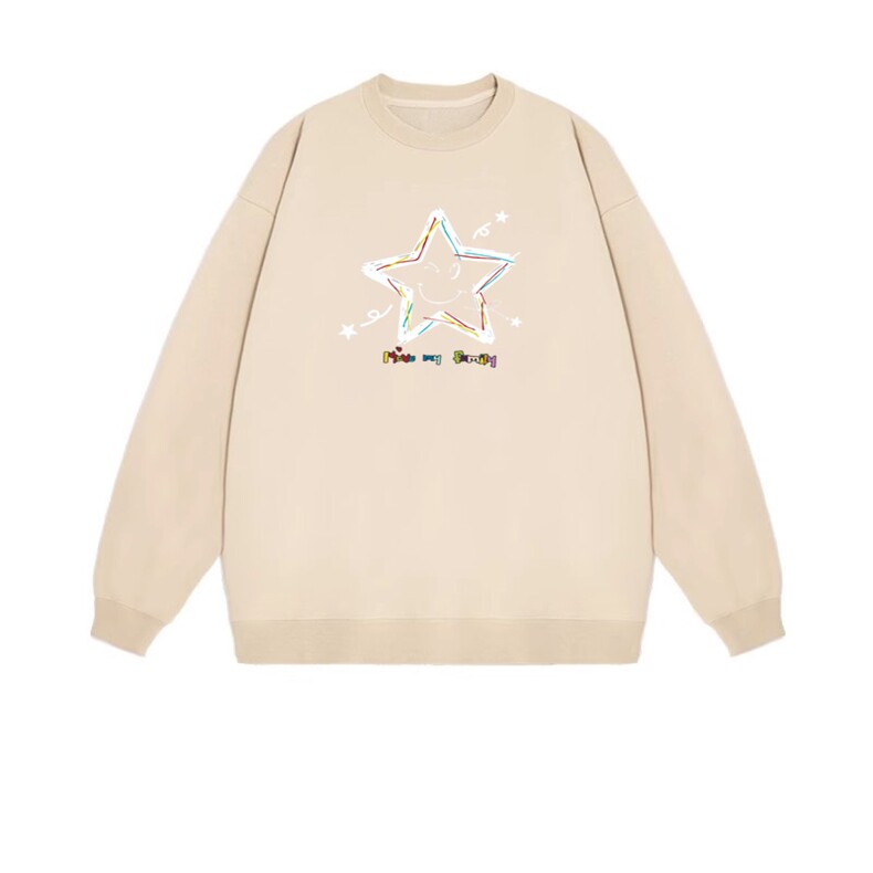 2025年秋季套头长袖时尚休闲笑脸星星，女装卫衣/绒衫，花可