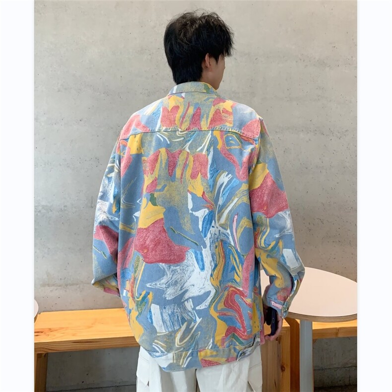 水墨涂鸦夹克男士韩版潮流痞子帅气春季2024新款ins外套W5599-P70,男装夹克,星座412-2